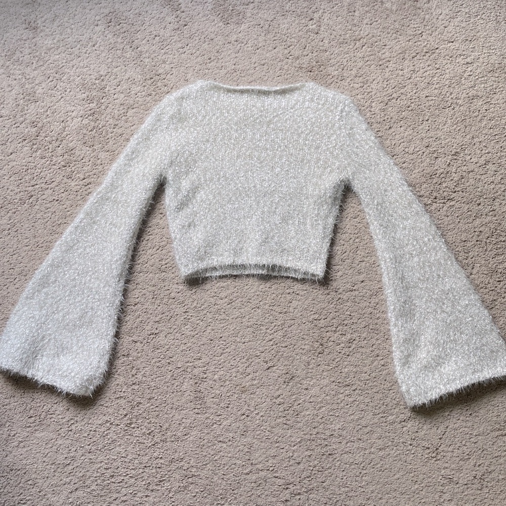 Revolve endless rose knit crop sweater small off white nwt
